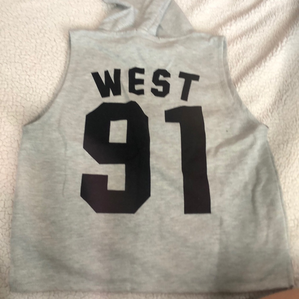 Cropped grey sleeveless hoodie!!